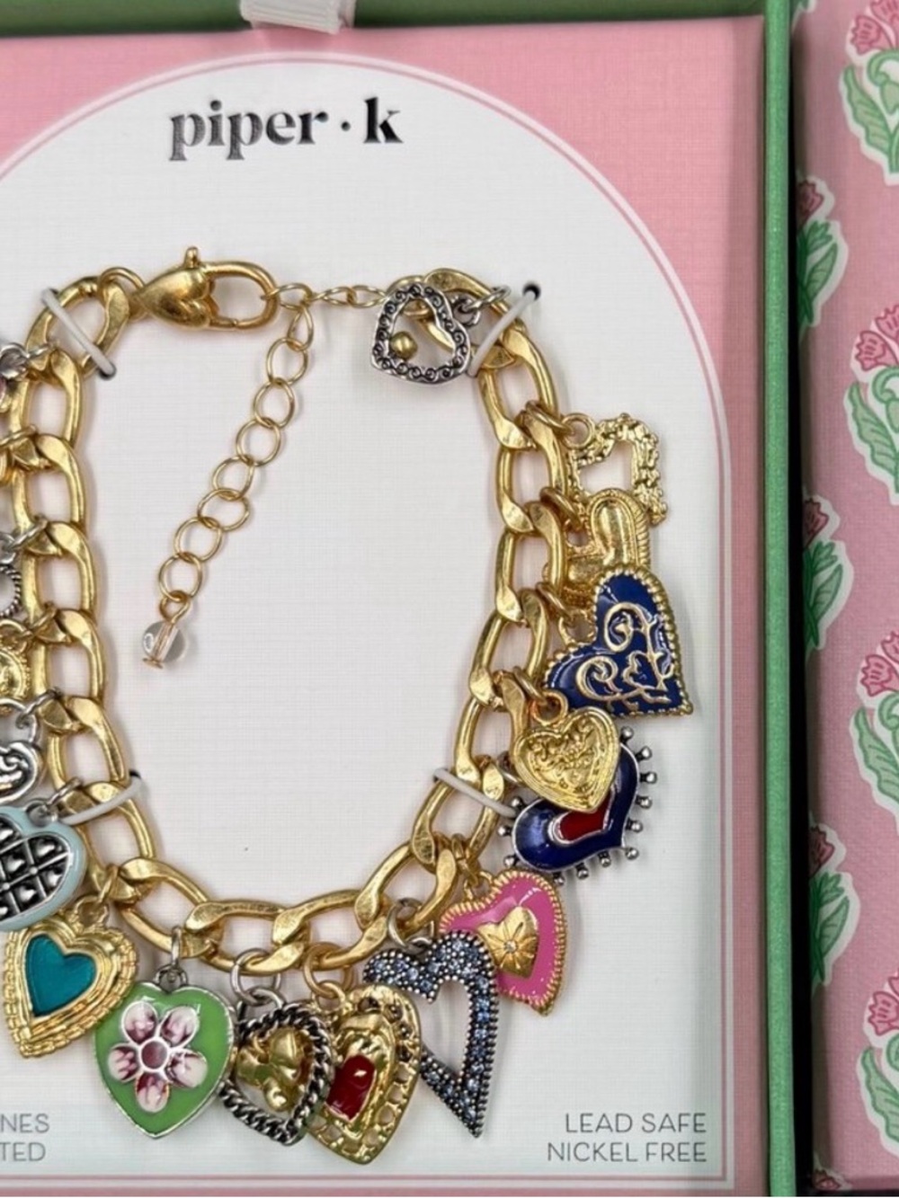 NWT ⚜️💖⚜️ Piper K Viral Gorgeous Brighton Style Multi Heart Charm Bracelet - Picture 11 of 11